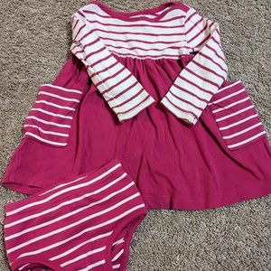 Hanna Andersson Pink Stripe Set 2T dress with matching diaper cover